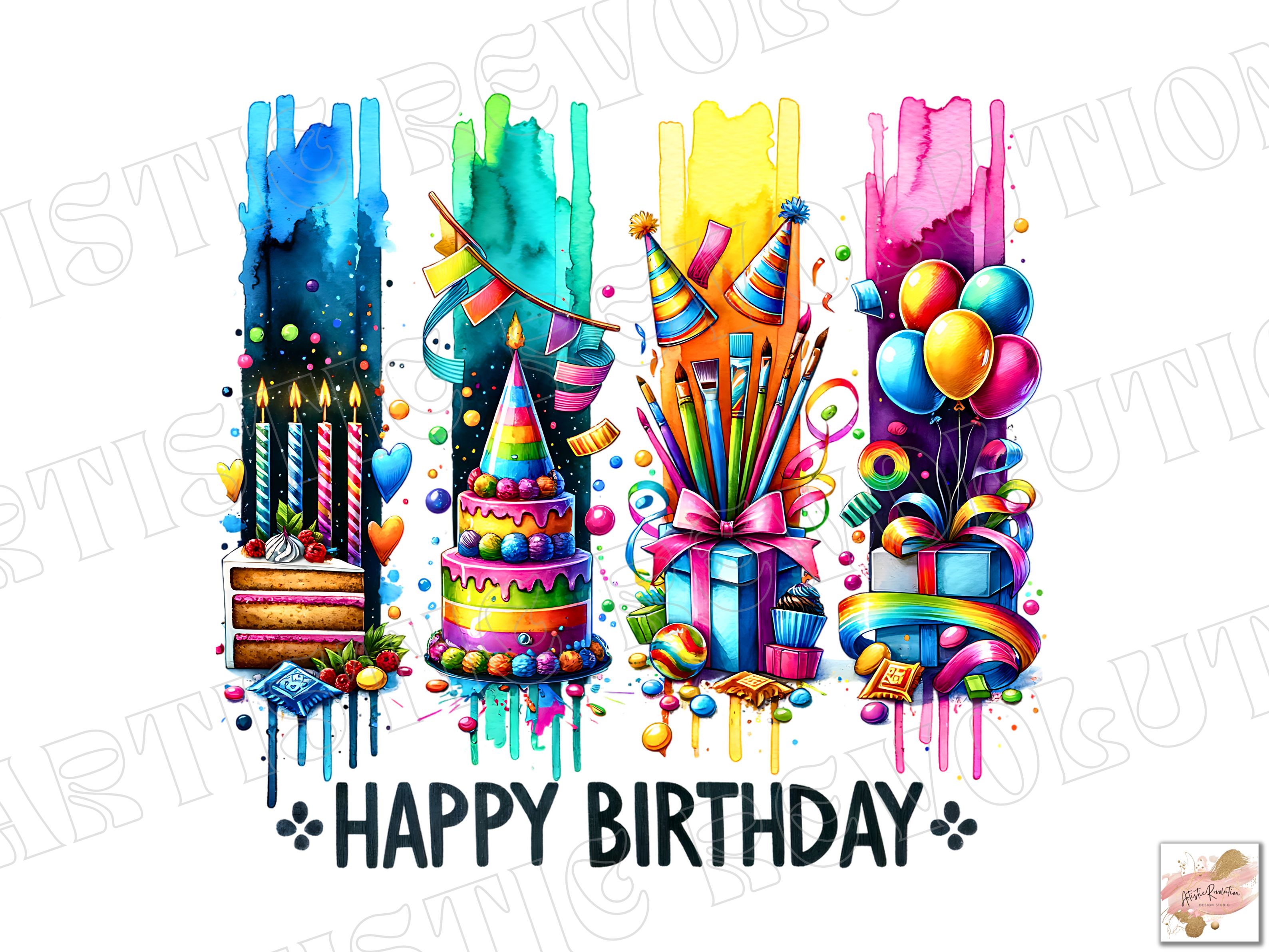 Happy Birthday Brushstroke Png Design
