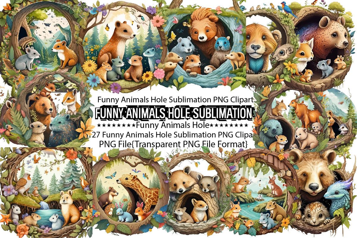 Funny Animals Hole Sublimation Bundle