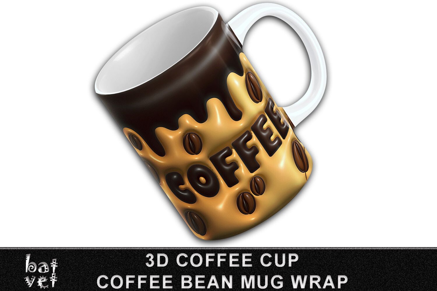 Inflated Coffee Mug Wrap Sublimation PNG