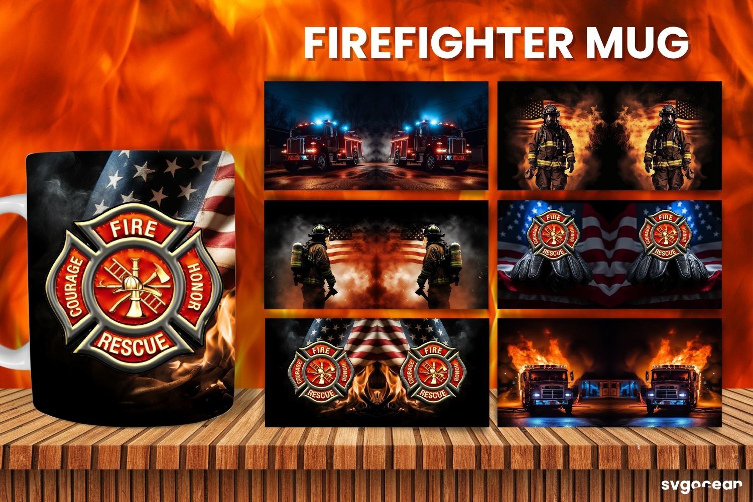 Firefighter Mug Wrap Sublimation Bundle