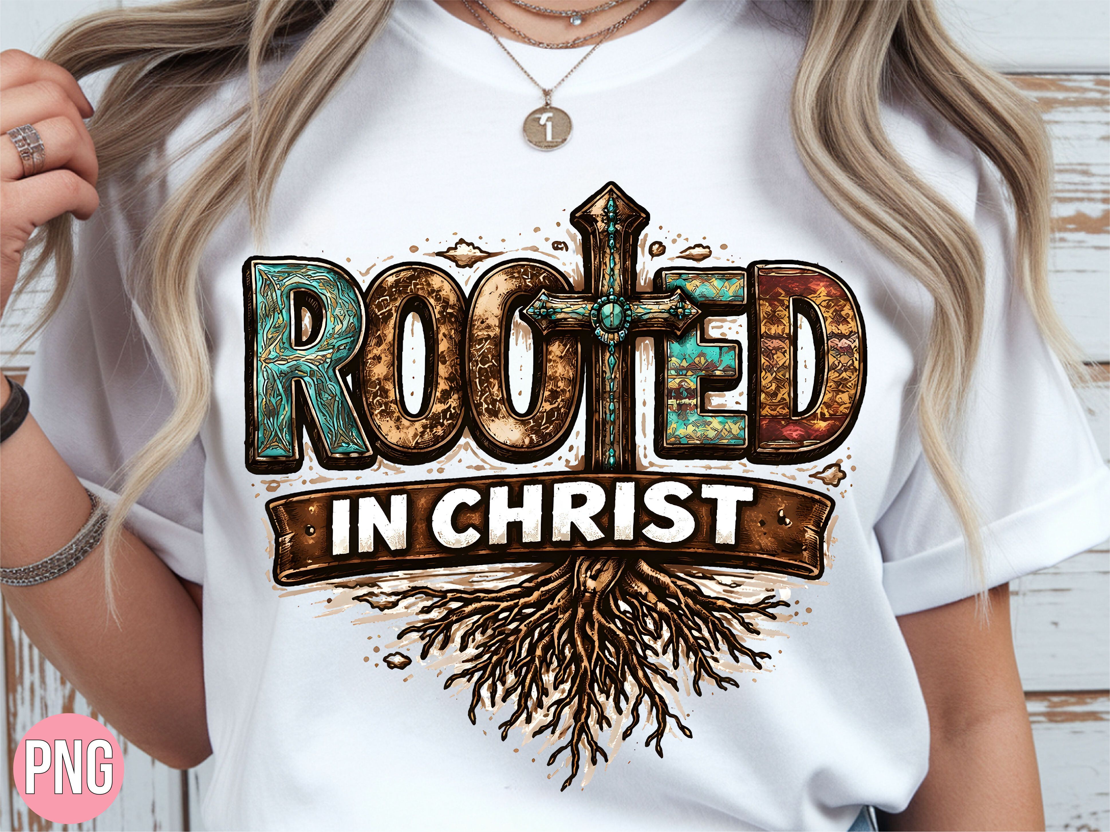 Rooted in Christ Cross Christian PNG