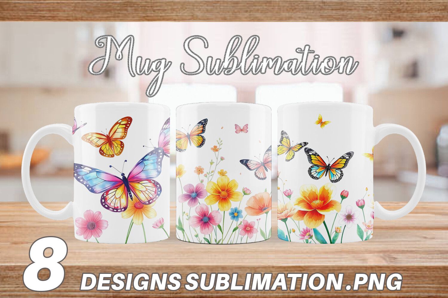 Mug Wrap Butterfly and Flower