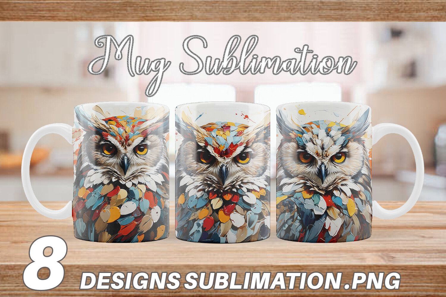 Mug Wrap 3D Owl Painting