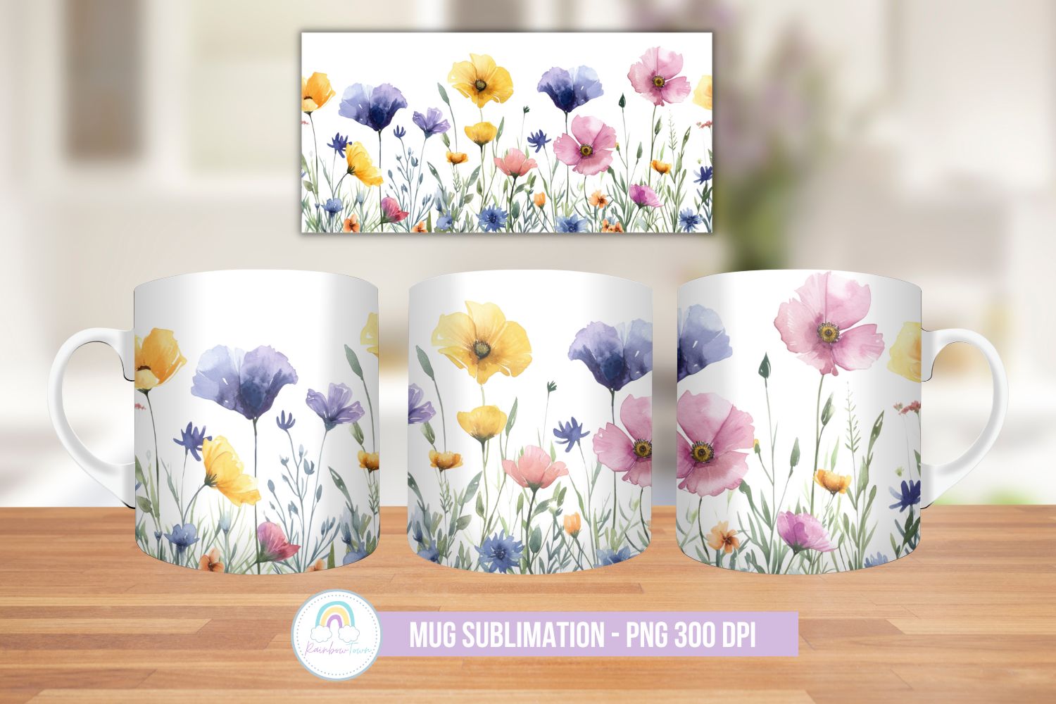 Spring Floral Mug Wrap Sublimation