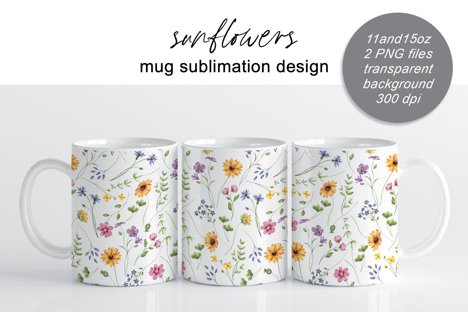 Sunflower, Wild Flowers, Mug Sublimation